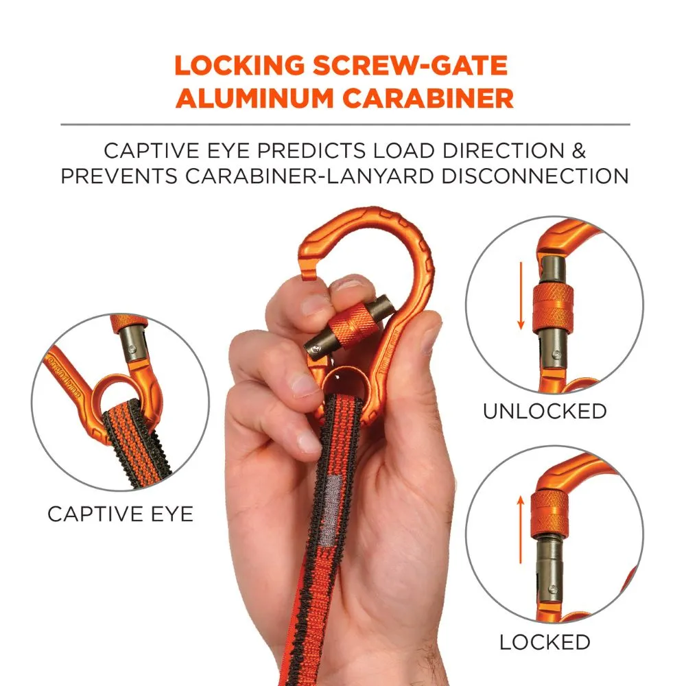 Ergodyne 19804 #3104F(x) Standard Orange and Gray Tool Lanyard - Carabiner Choke Loop - 10lbs