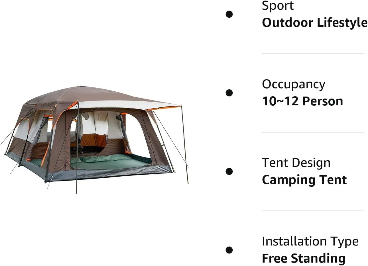 Extra Large Tent 10-12-14 Person(Style-B),Family Cabin Tents,2 Rooms,3 Doors and 3 Windows with Mesh,Straight Wall,Waterproof,Double Layer,Big Tent for Outdoor,Picnic,Camping,Family Gathering