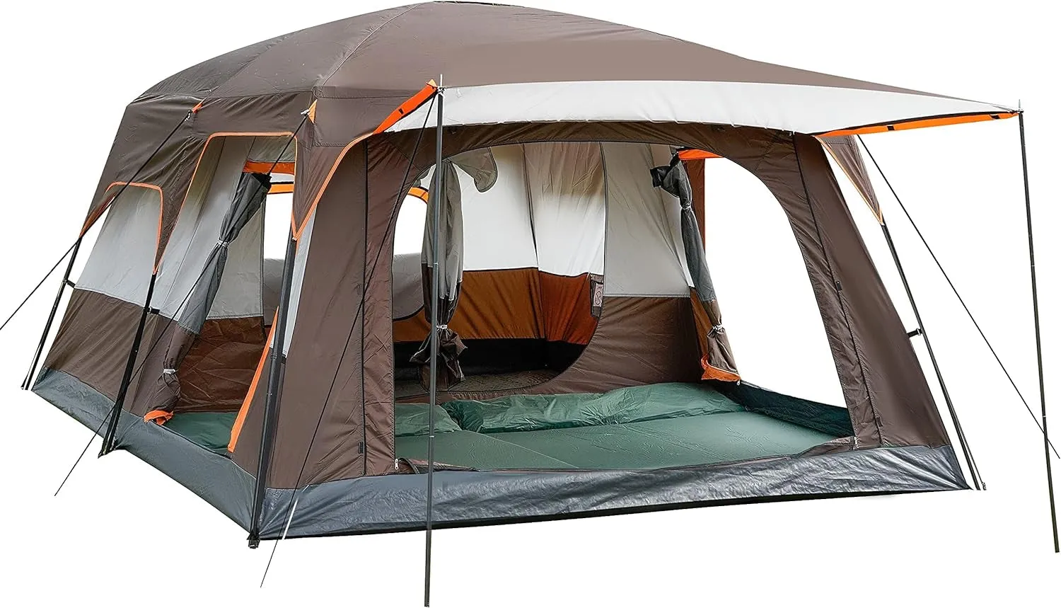 Extra Large Tent 10-12-14 Person(Style-B),Family Cabin Tents,2 Rooms,3 Doors and 3 Windows with Mesh,Straight Wall,Waterproof,Double Layer,Big Tent for Outdoor,Picnic,Camping,Family Gathering