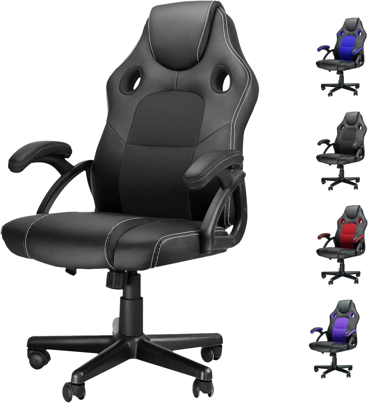 Gaming Chairs, Home Desk Chairs Clearance, Comfortable Cheap Gaming Computer Video Game Chairs for Teens Gamer, Swivel Rolling Chairs, Black