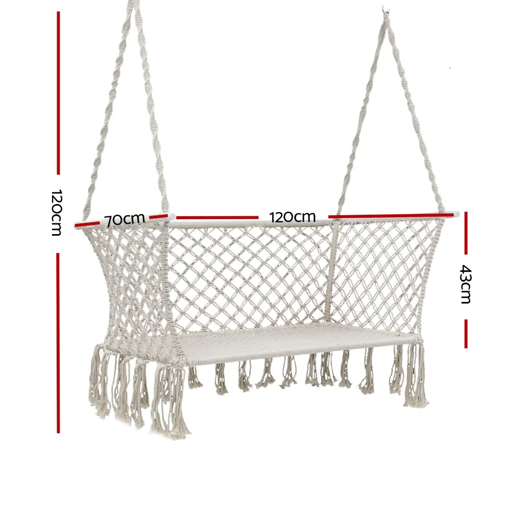 Hammock Chair Patio 2 Person Swing Hammocks Double Portable Cream