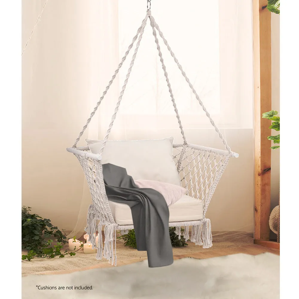 Hammock Chair Patio Swing Hammocks Portable Cotton Rope Cream