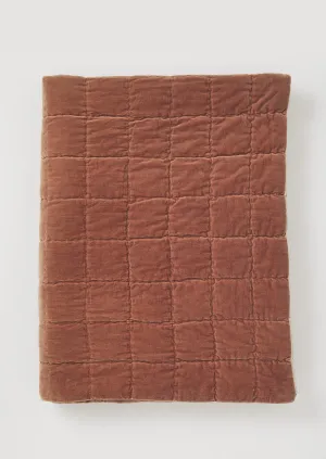 Organic Hand-Stitched Velvet Quilt in Dulse Color