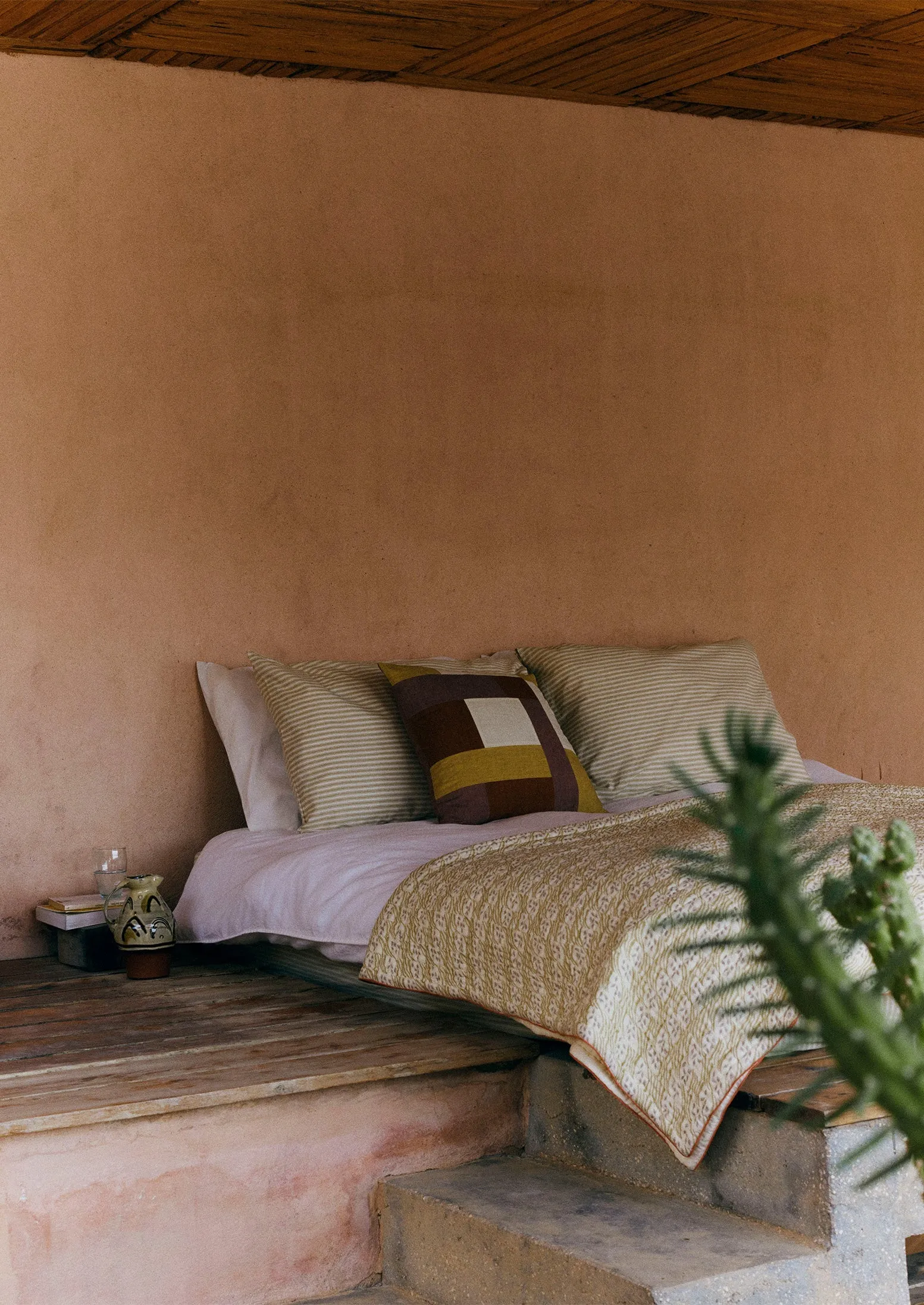 Cotton Harvest Block Print Quilt | Sand-Hellebore Color