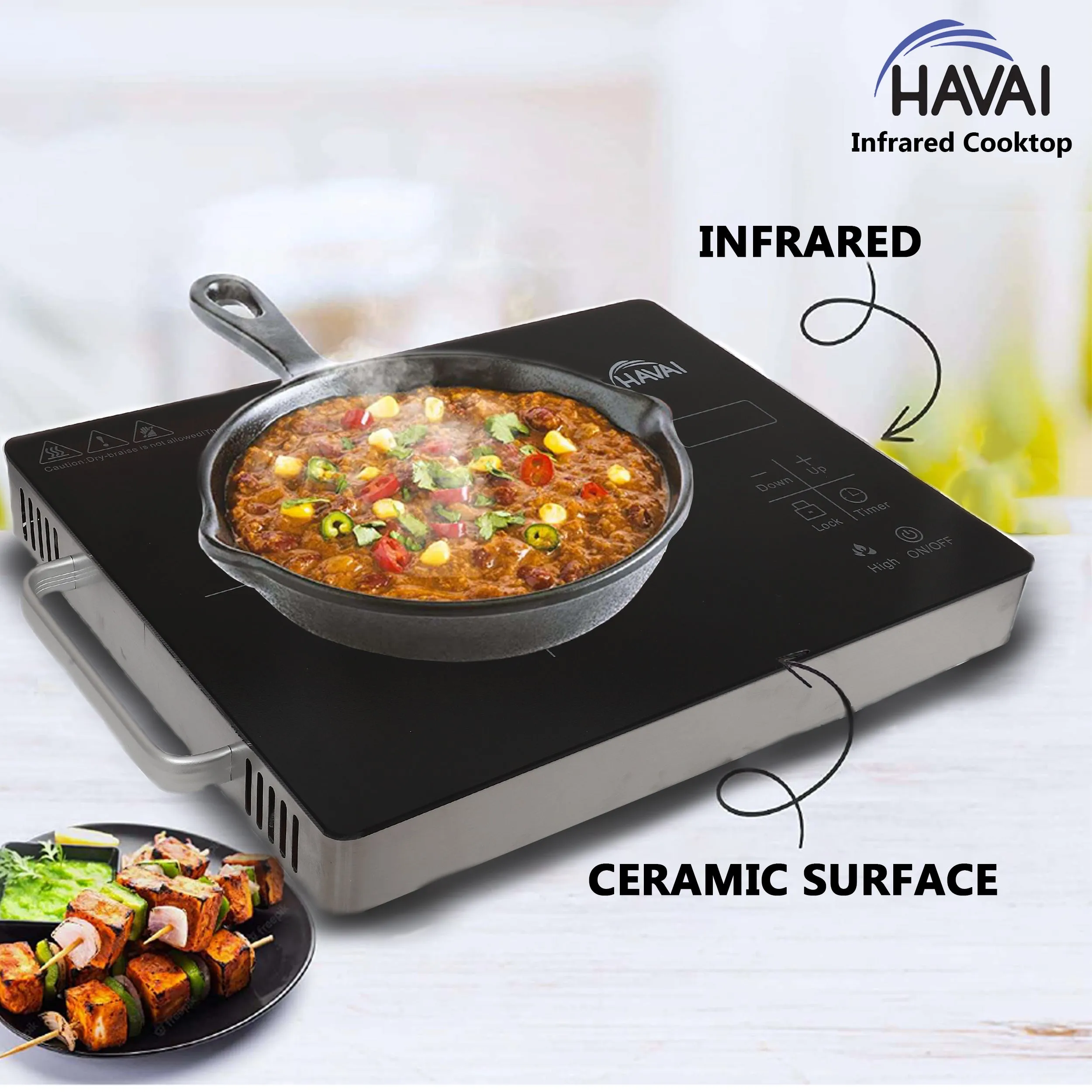 HAVAI Infrared Induction Cooktop | 2000W | Touch Functions with LED Display | All Utensil Type Usable like Steel |