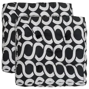 Heart Home Geometric Seamless Pattern Microfiber Durable, Comfortable & Soft Square Chair Pad/Cushion/Seat Pad, 18 * 18 Inch- Pack of 2 (Black)