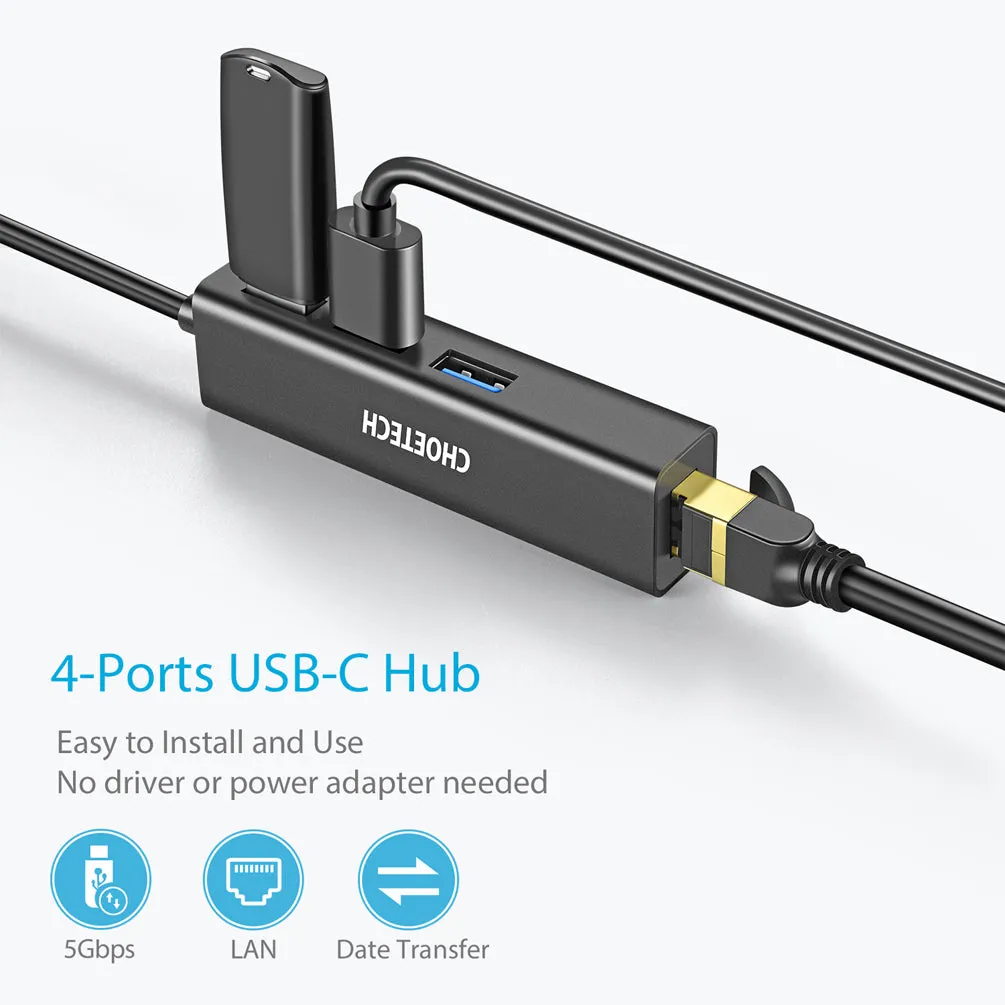 HUB-U02 Choetech 4-in-1 USB-C to RJ45 Adapter