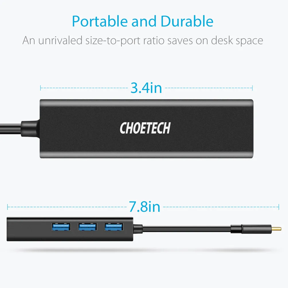 HUB-U02 Choetech 4-in-1 USB-C to RJ45 Adapter