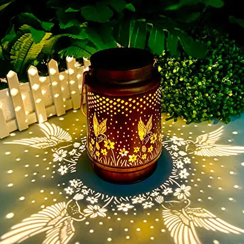 Hummingbird Solar Lantern Lights Outdoor Hanging, Metal Decor Lanterns-Waterproof LED Decorative Light for Garden Patio Yard Lawn Backyard Front Porch as Gifts for Mom Grandma Women