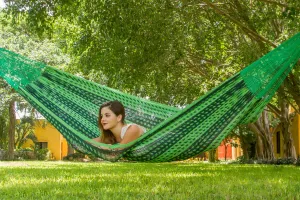 King Size Outdoor Cotton Mexican Hammock in Jardin