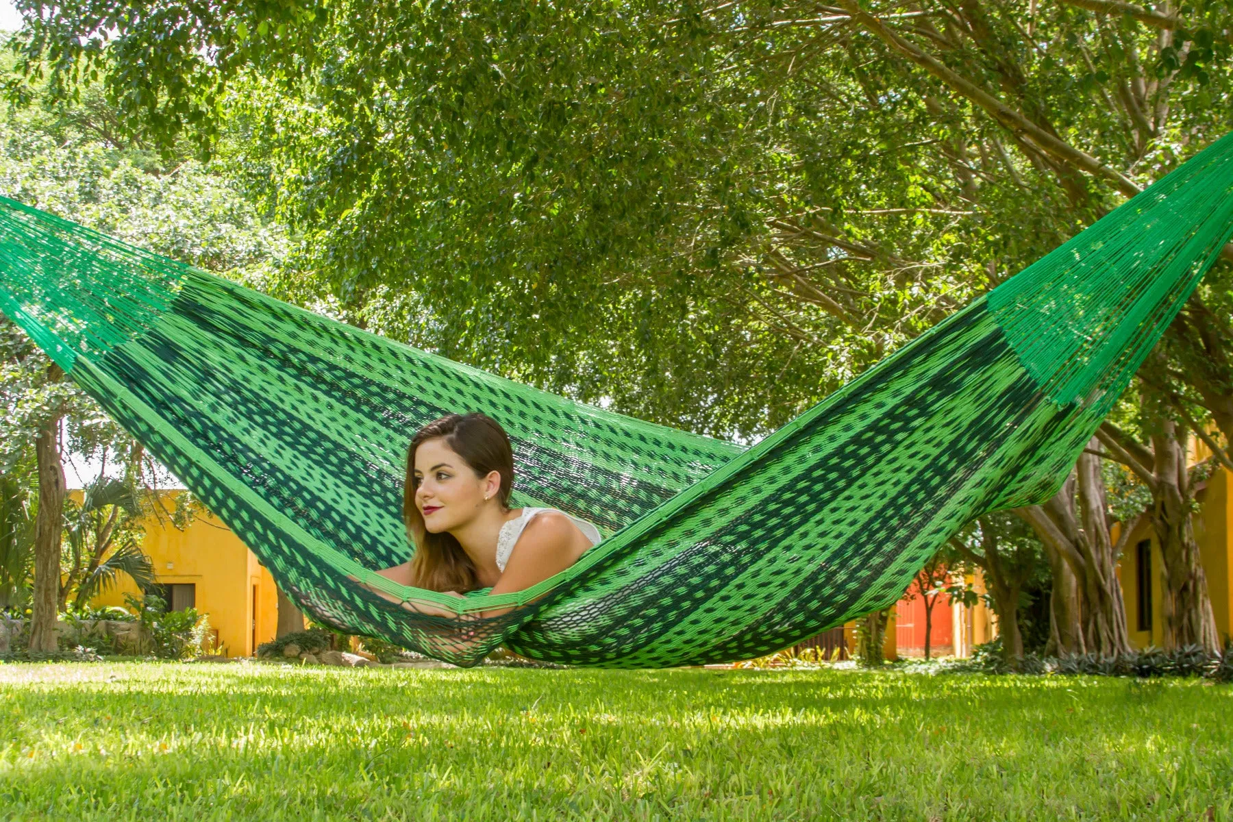 King Size Outdoor Cotton Mexican Hammock in Jardin