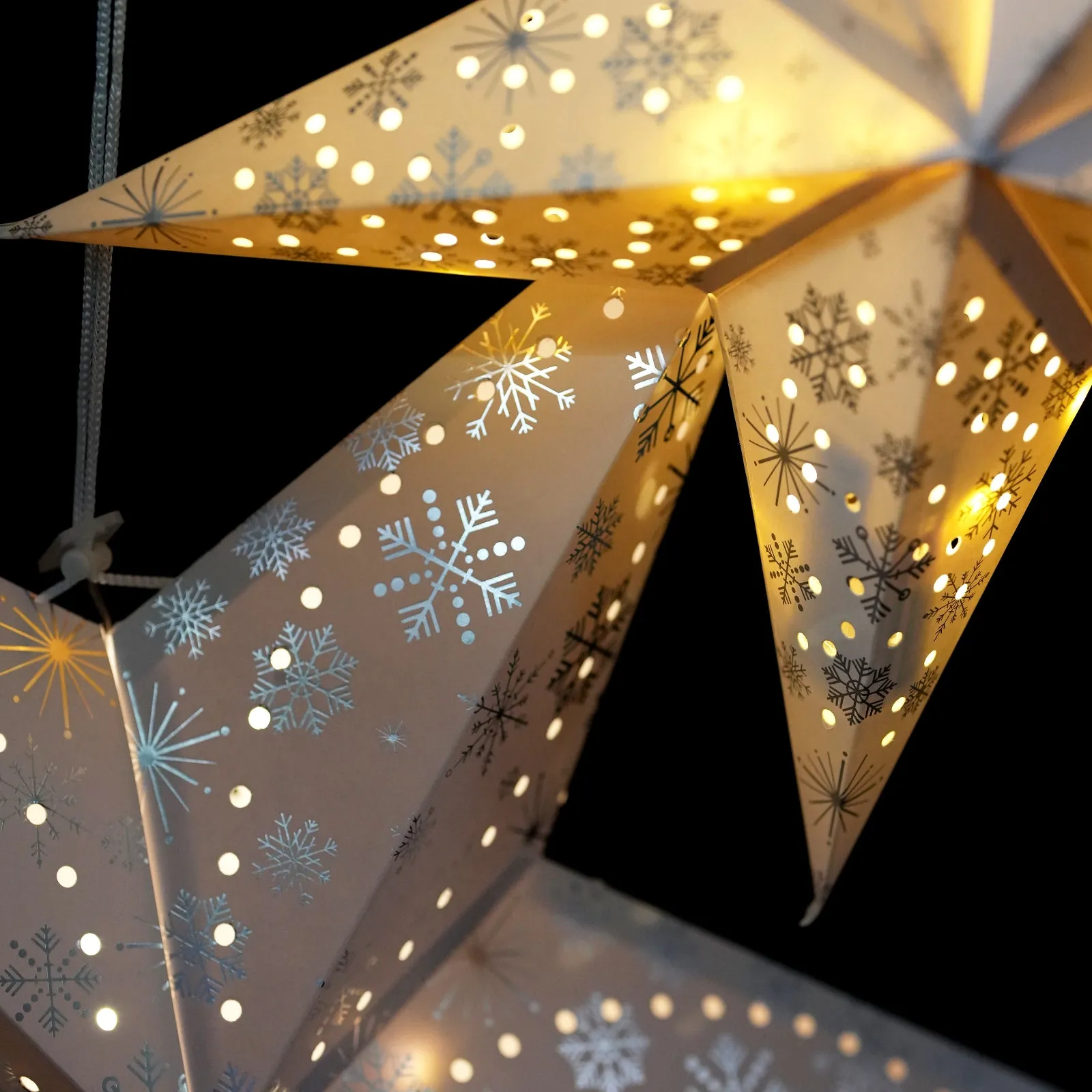 LED 60 cm Silver Snowflakes Hanging Paper Star