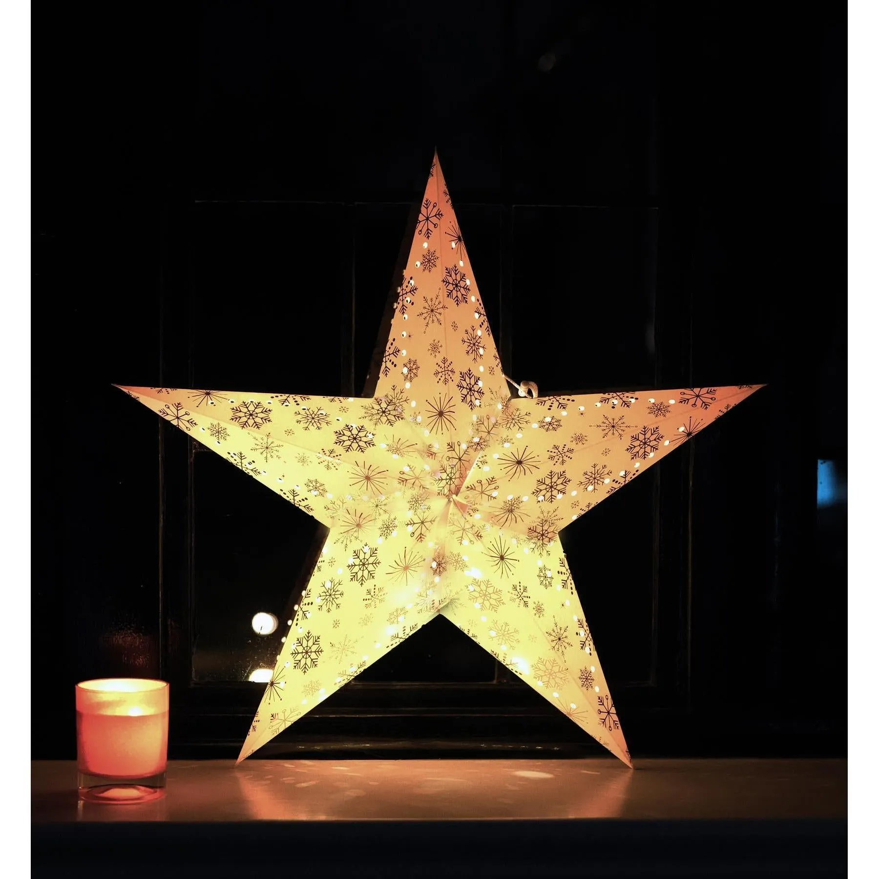 LED 60 cm Silver Snowflakes Hanging Paper Star