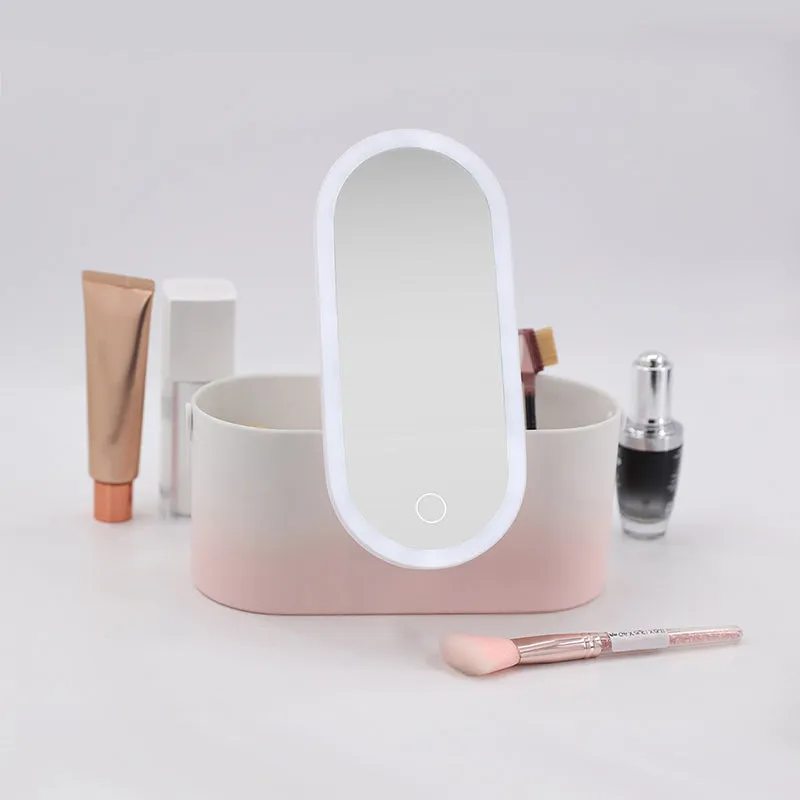 LED Light Mirror Makeup Organizer Box