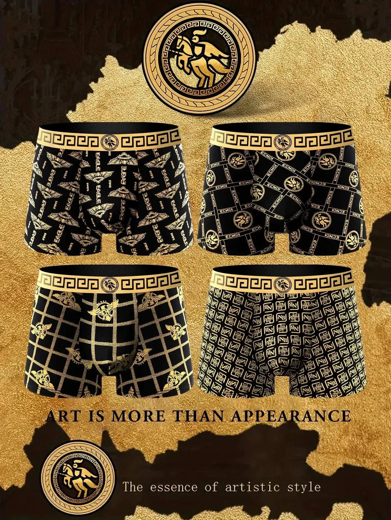 Men's Black & Gold Boxers