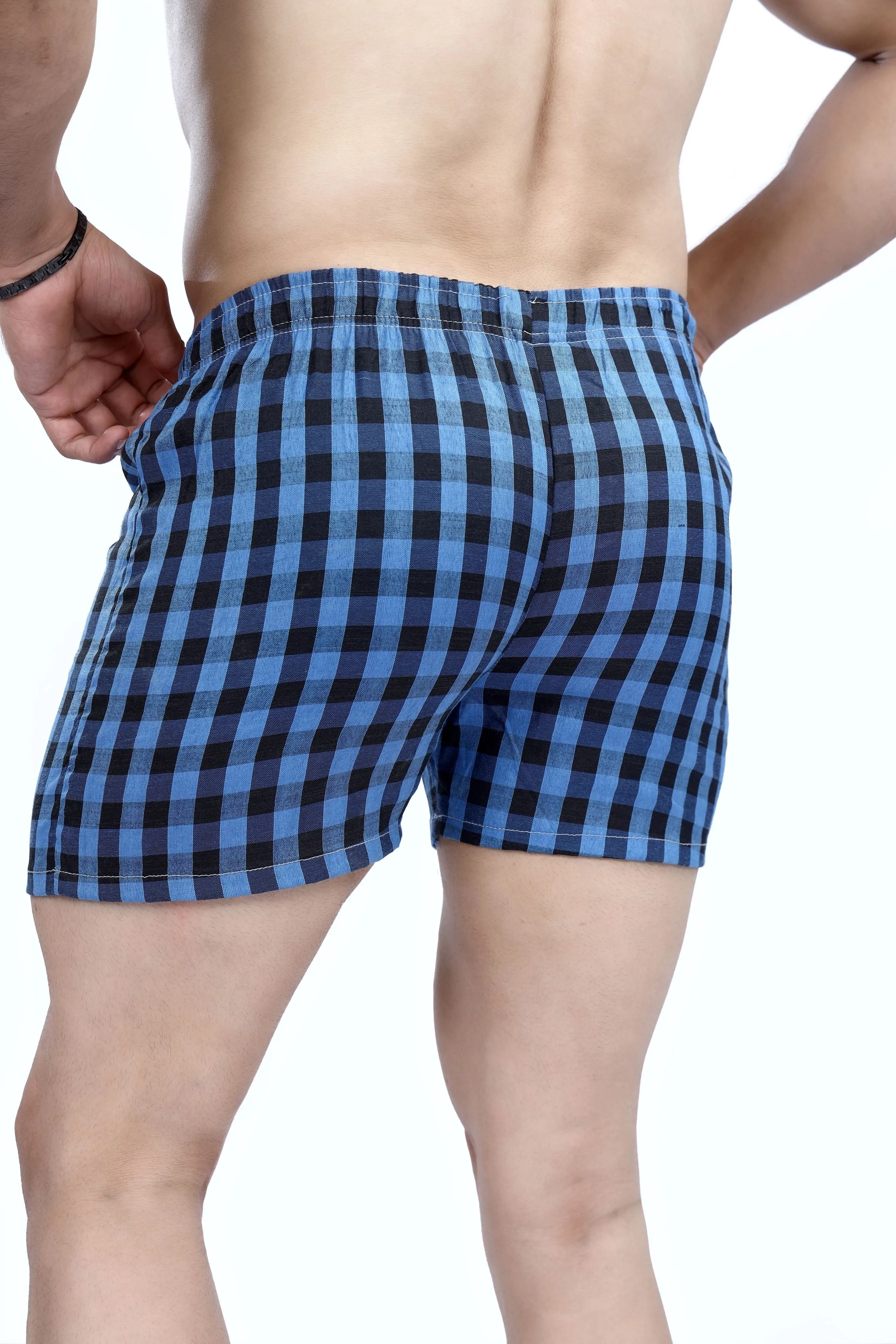 Navy Blue Check Boxer Short