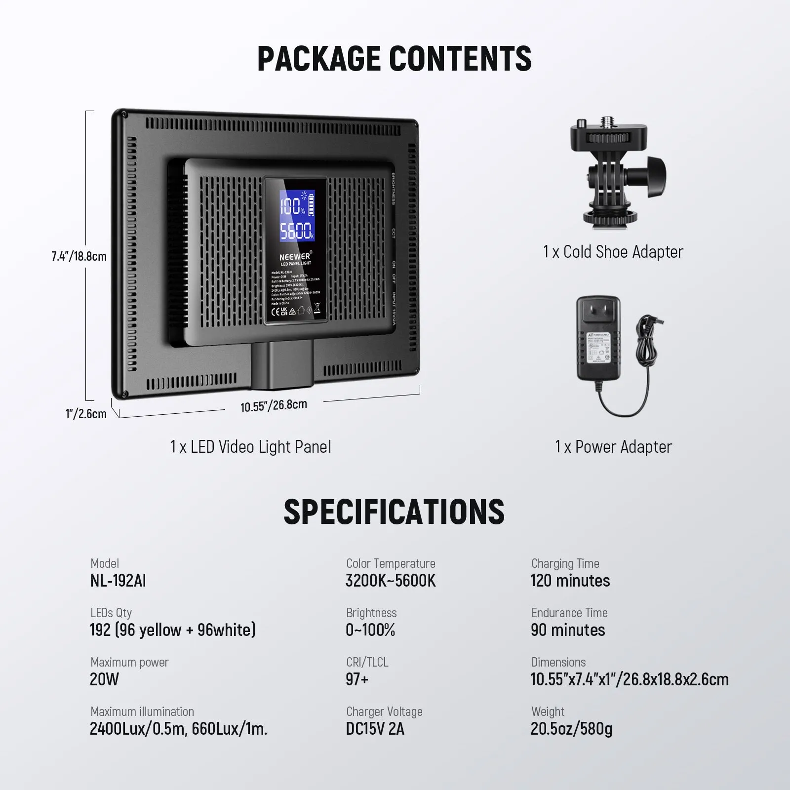 NEEWER NL-192AI Bi-Color LED Panel Light