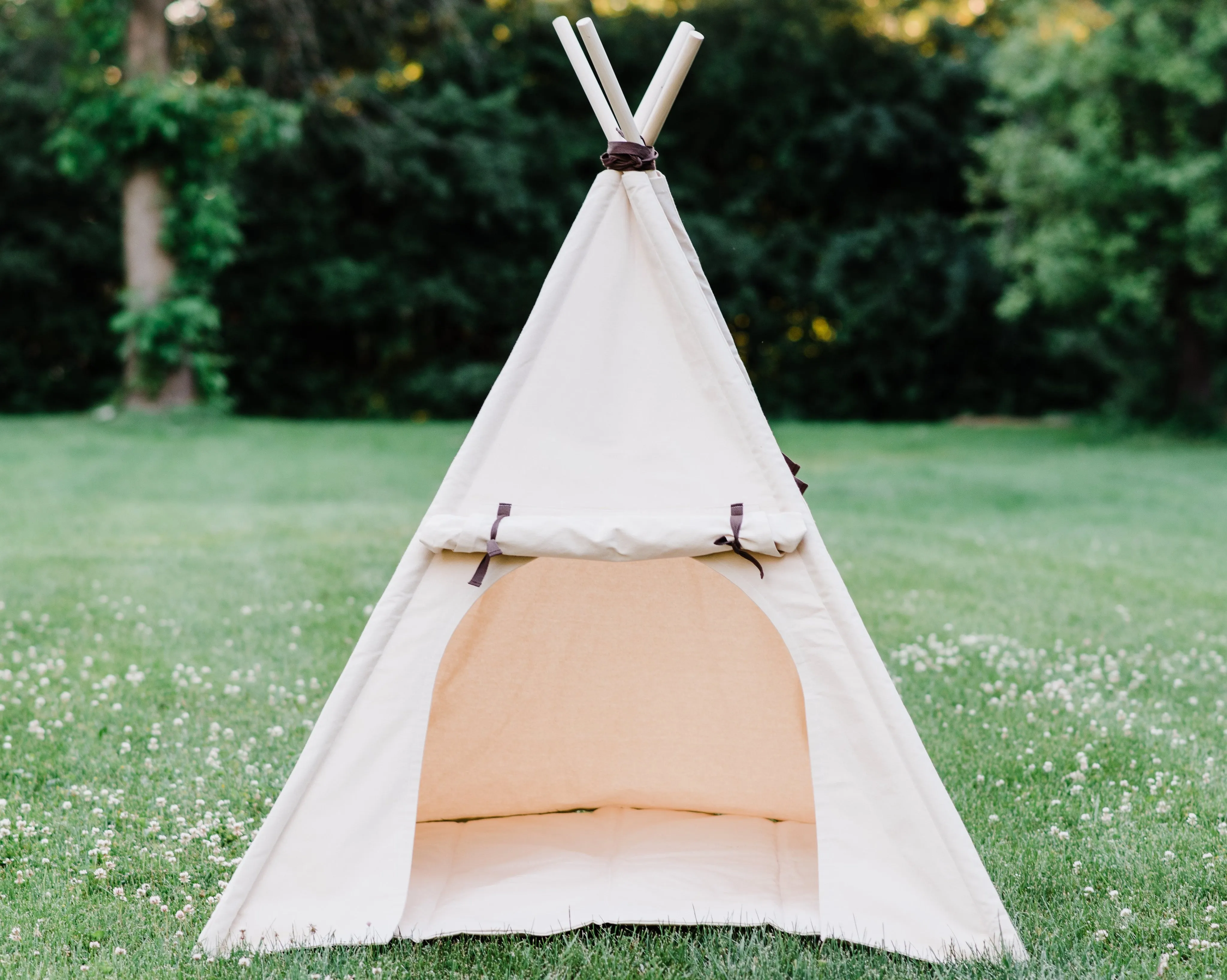 Organic Canvas Teepee, Play Tent with Unique Roll Up Door, Kids Tepee with Window, Two Sizes