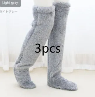 Over Knee High Fuzzy Long Socks Winter Warm Cold Leg Knee Joint Cold-proof Stockings Home Floor Sleeping Socks