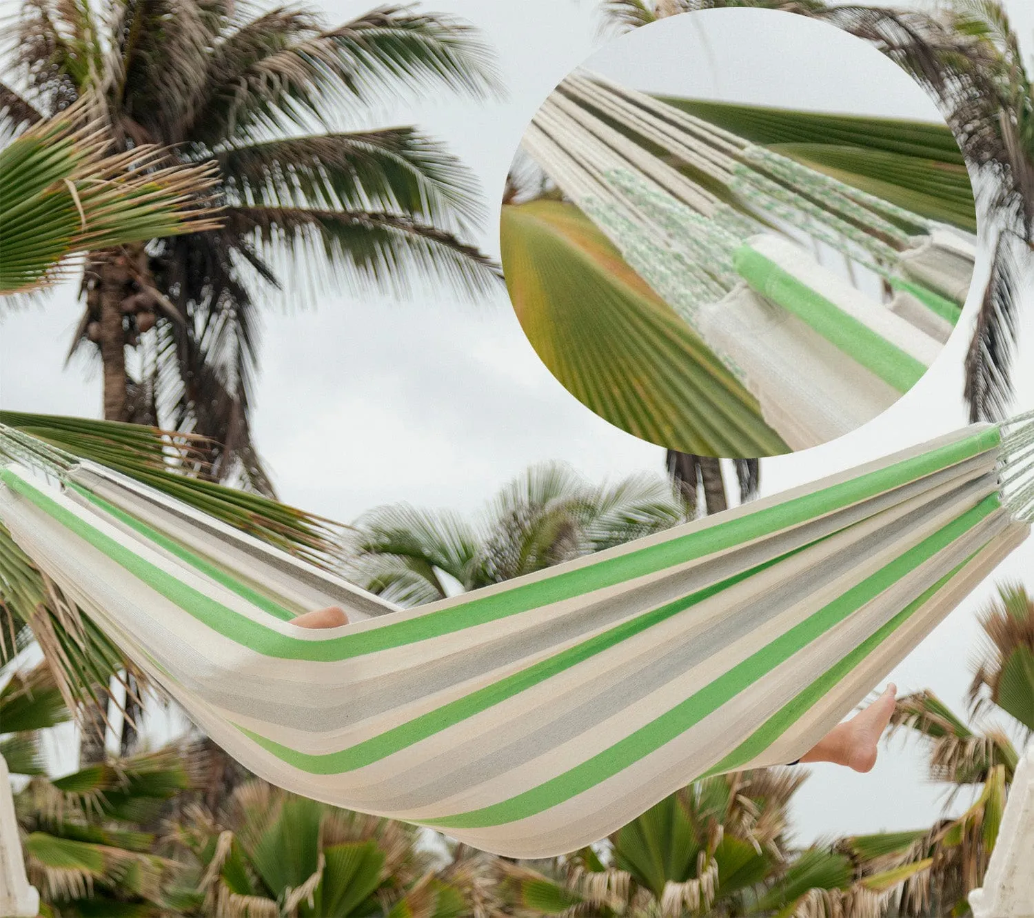 Premium Brazilian Style Double Hammock with Bamboo Stand