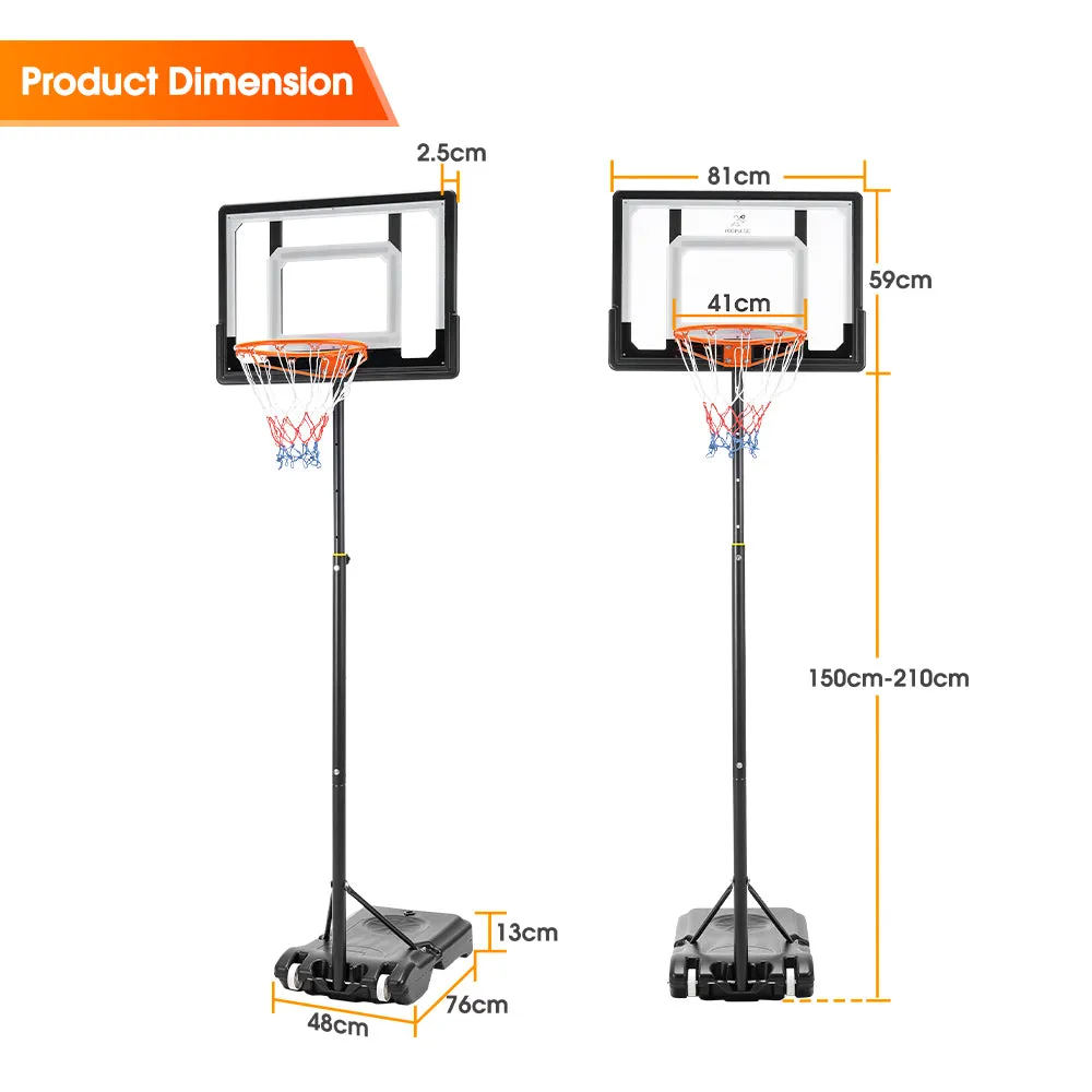 ProPulse Kids Basketball Hoop Stand Portable 1.5M-2.1M Height Adjustable