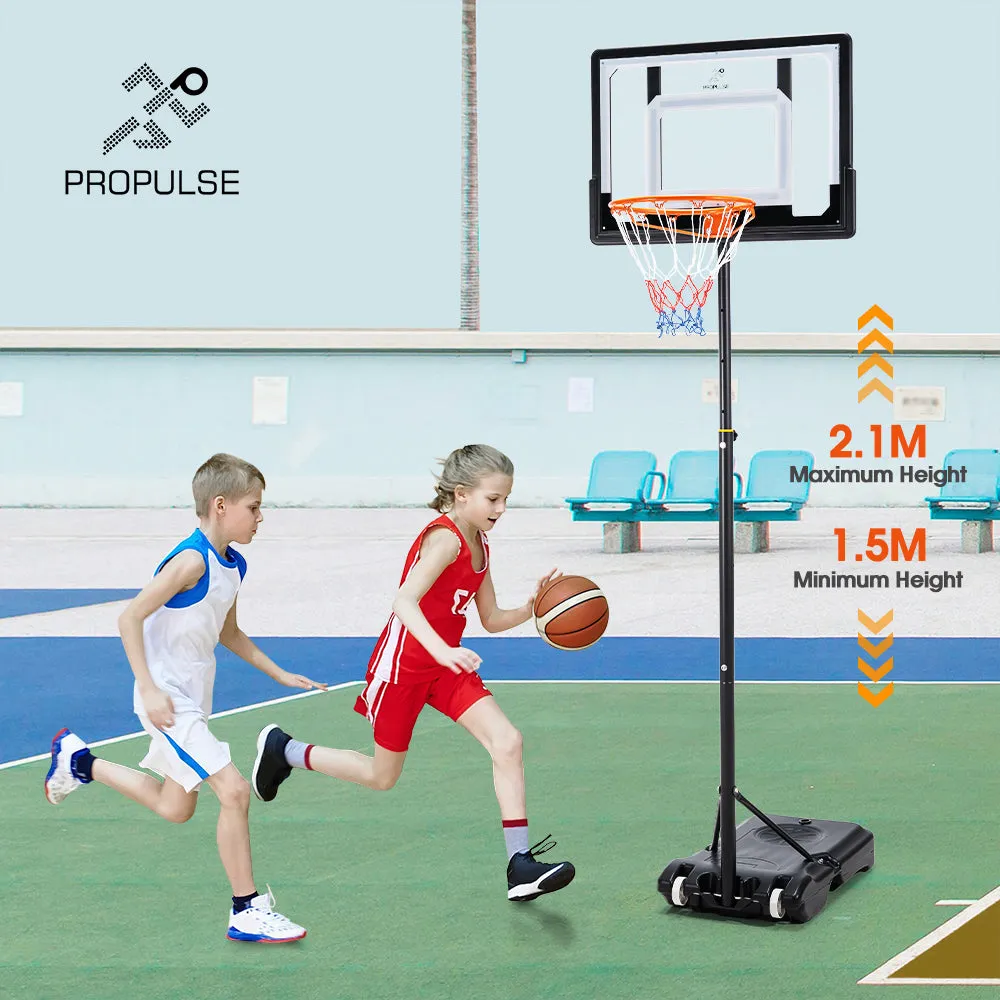 ProPulse Kids Basketball Hoop Stand Portable 1.5M-2.1M Height Adjustable