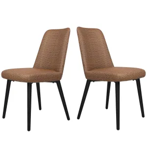 Set of 2 Elegant Modern Dining Chair, Metal Frame Comfortable Leather Vinyl Seat, Coffee