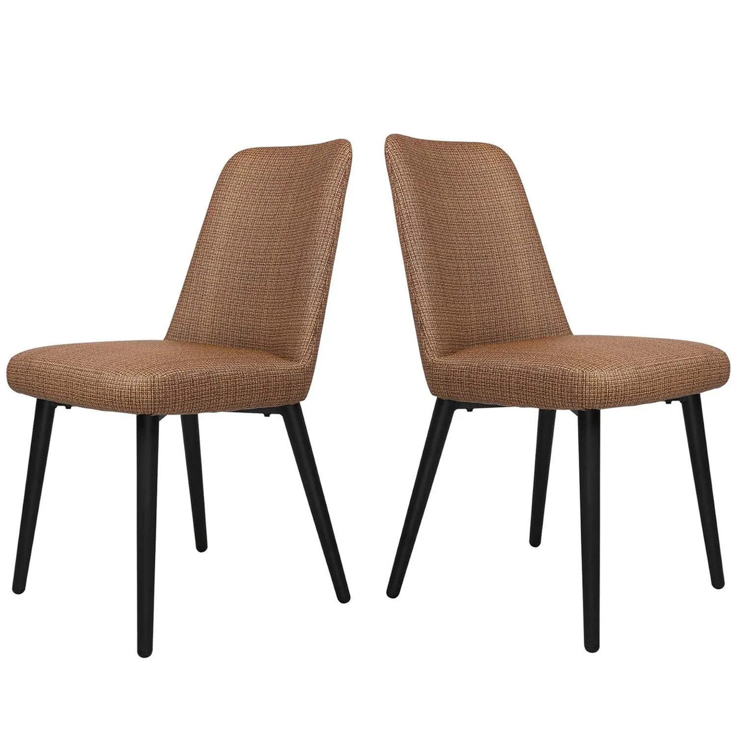 Set of 2 Elegant Modern Dining Chair, Metal Frame Comfortable Leather Vinyl Seat, Coffee