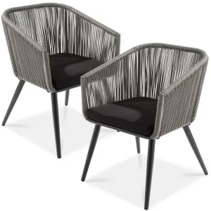 Set of 2 Indoor Outdoor Woven Wicker Patio Dining Chairs, 250lb Capacity