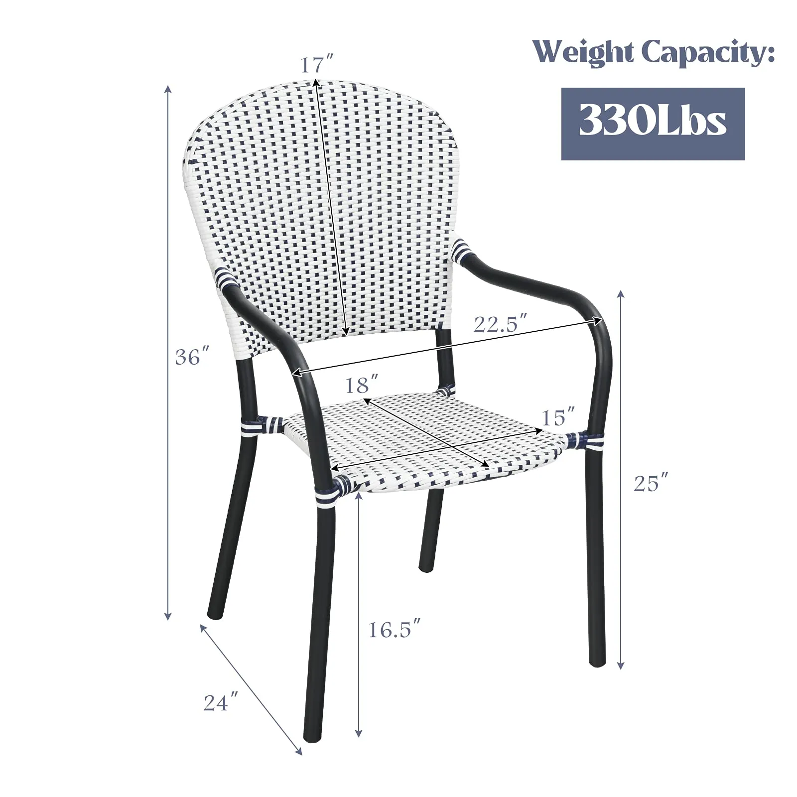 Set of 4 Stackable Outdoor Patio Wicker Chairs