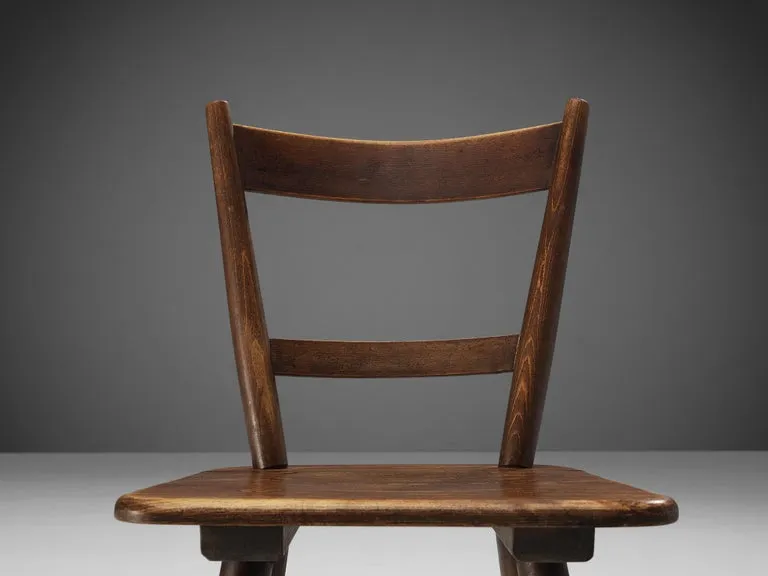 Set of Twelve French Pastoral Dining Chairs in Stained Wood