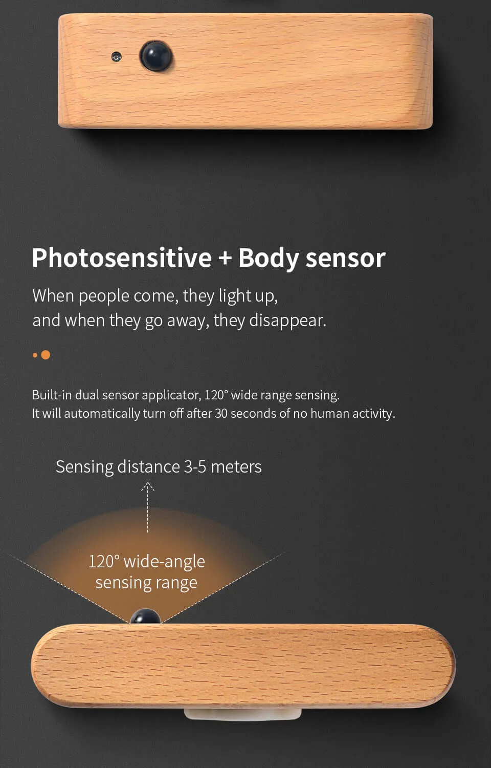 Solid Wood Recharchagable Induction Light