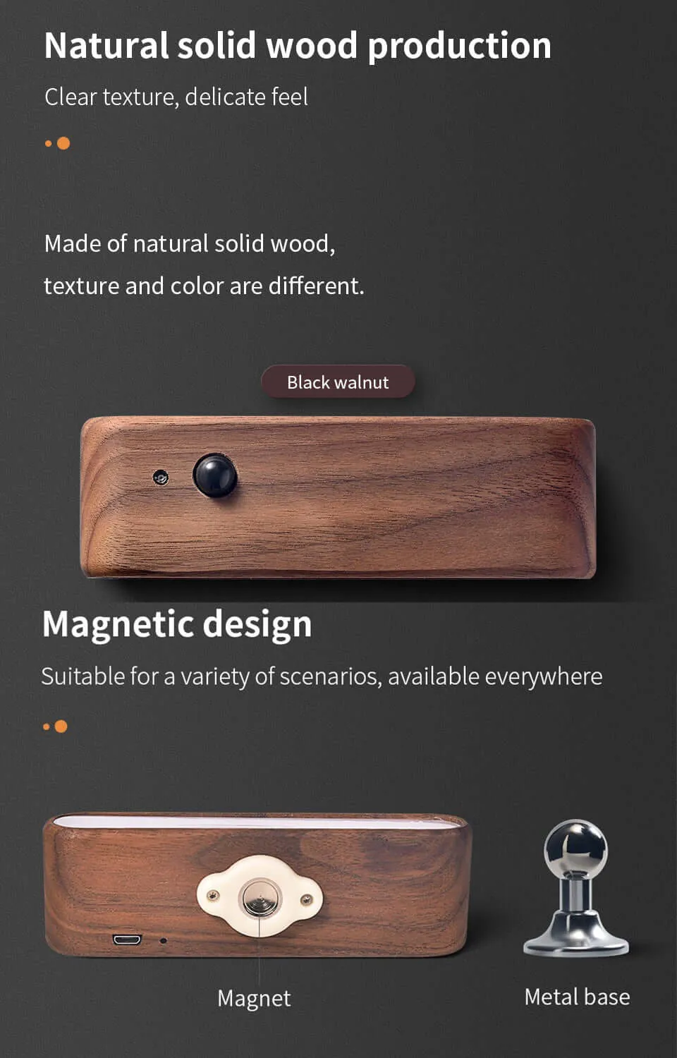 Solid Wood Recharchagable Induction Light