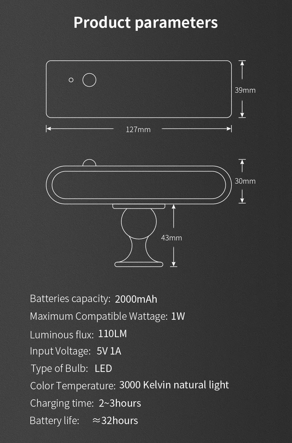 Solid Wood Recharchagable Induction Light