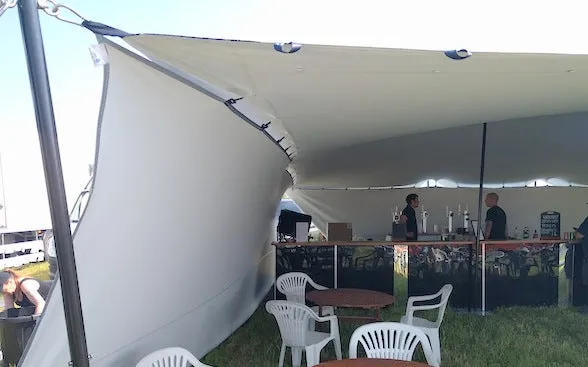 Stretch tent removable side walls