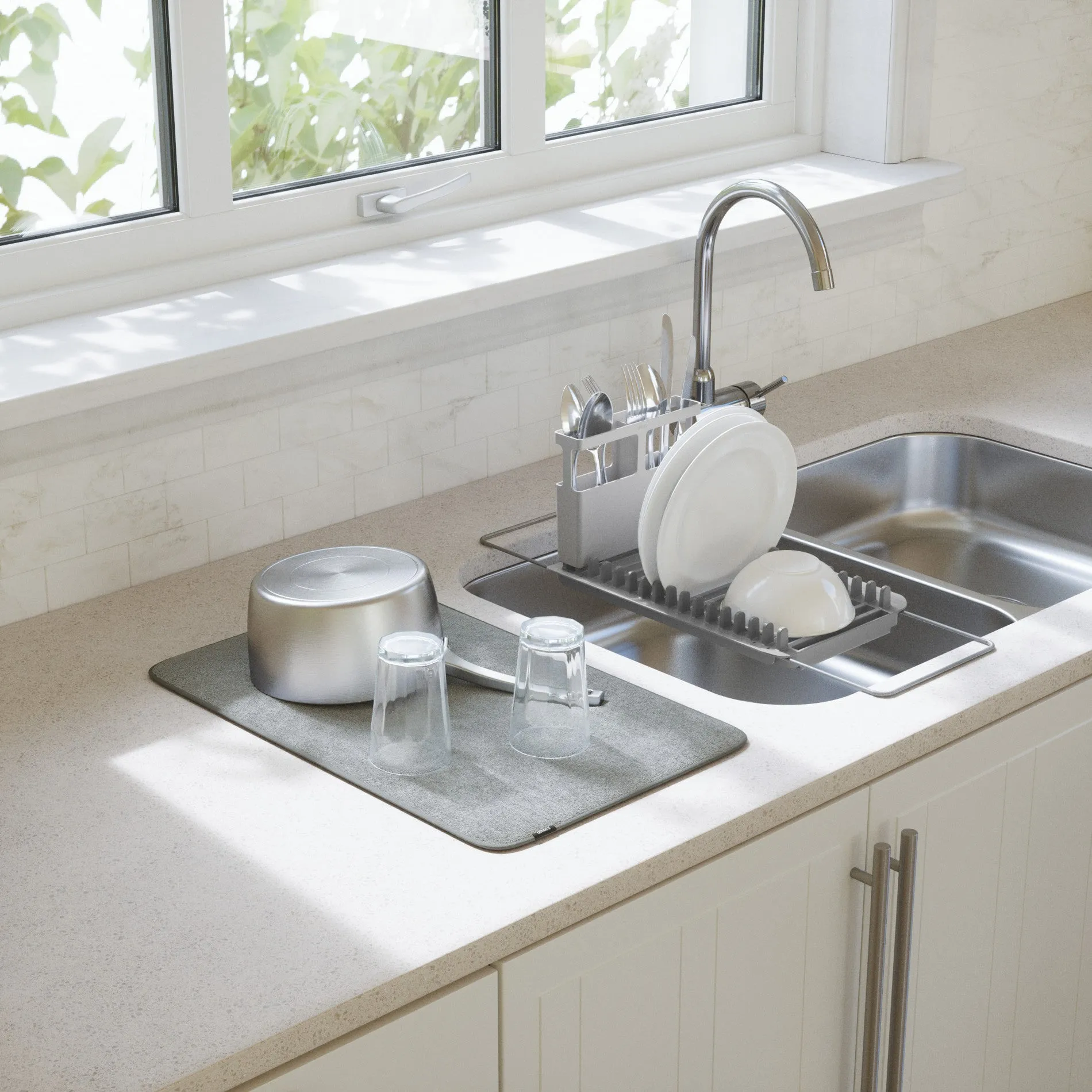 UDry Over the Sink Dish Rack with Mat