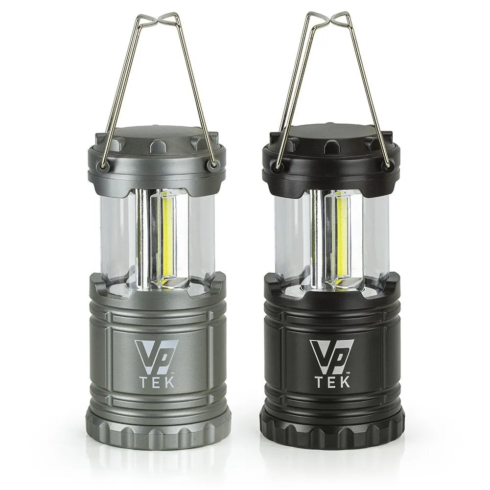 VP TEK Collapsible LED Lantern with Ultra Bright 300 Lumens COB Technology (2 Pack) (Black