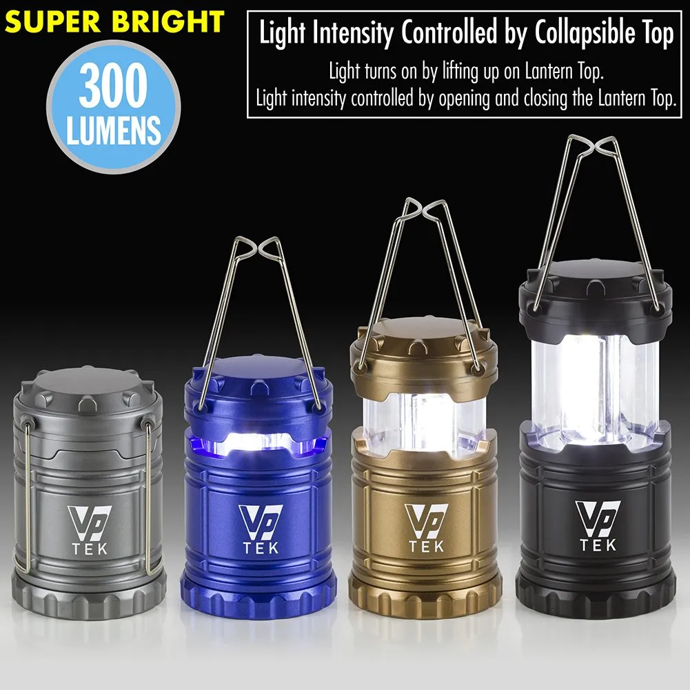 VP TEK Collapsible LED Lantern with Ultra Bright 300 Lumens COB Technology (4 Pack)