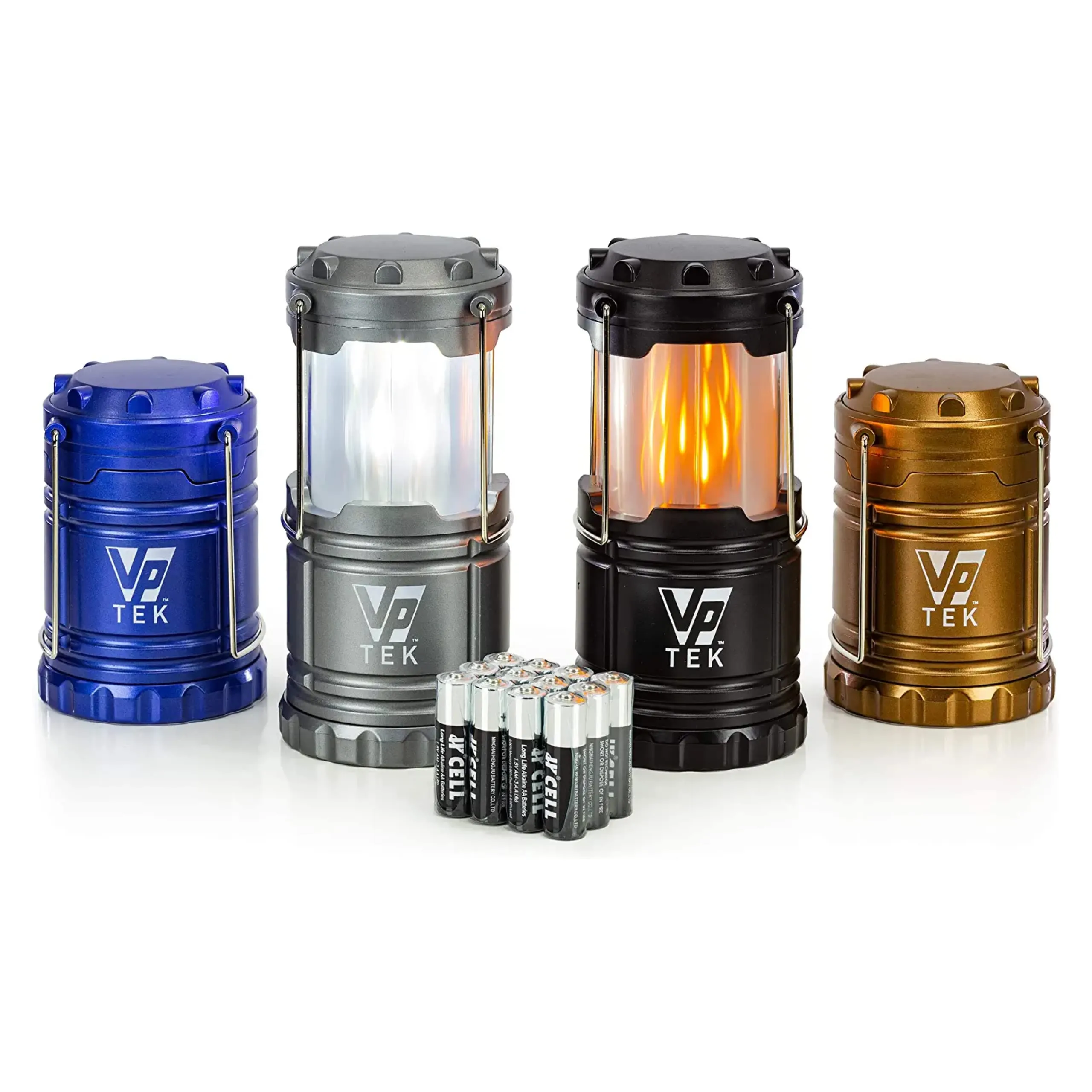 Vp Tek Dual Function Collapsible Led Camping Lanterns With Flickering Flame Light And