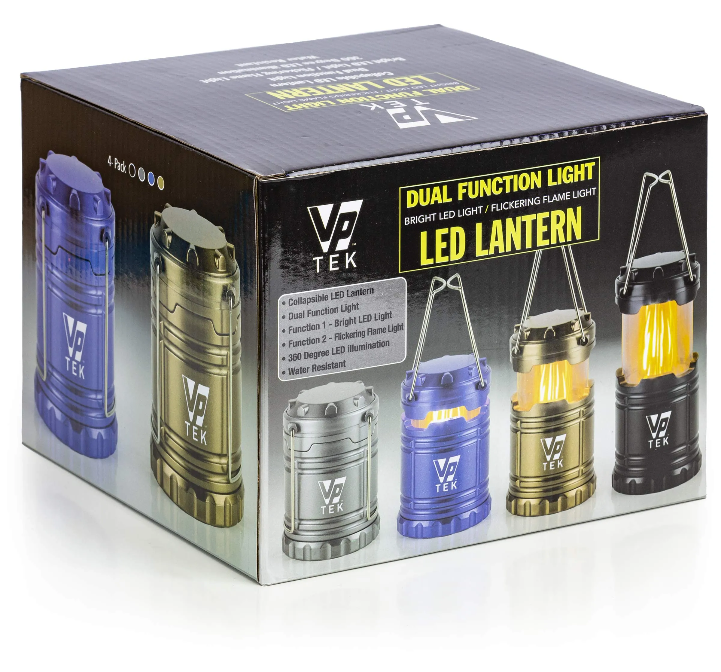 Vp Tek Dual Function Collapsible Led Camping Lanterns With Flickering Flame Light And