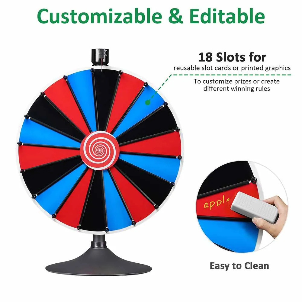 WinSpin 24" Prize Wheel DIY Slot(18) Floor Stand or Tabletop