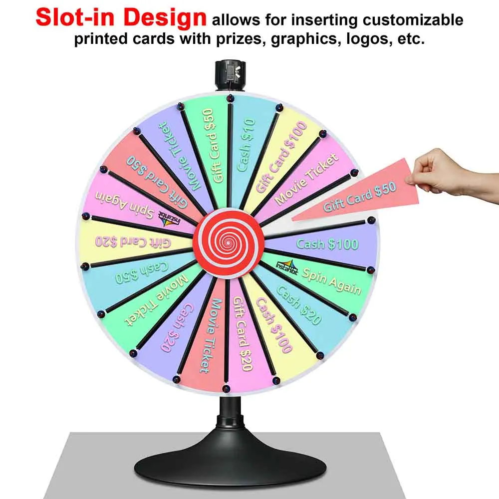 WinSpin 24" Prize Wheel DIY Slot(18) Floor Stand or Tabletop