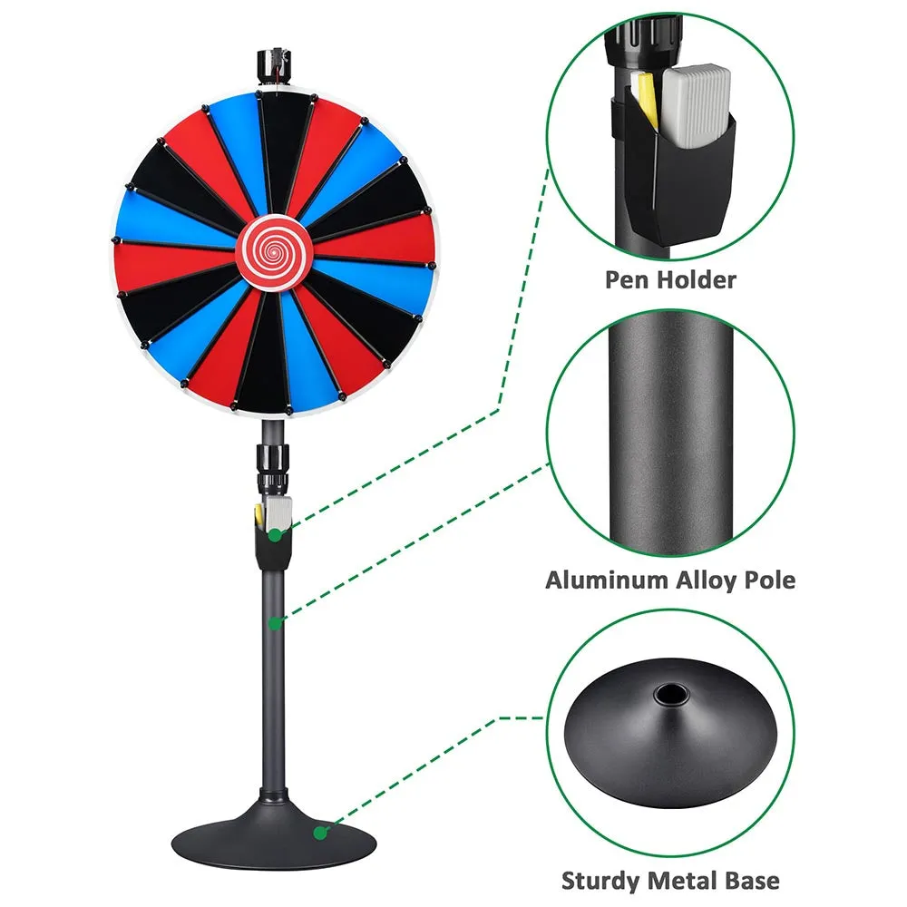 WinSpin 24" Prize Wheel DIY Slot(18) Floor Stand or Tabletop