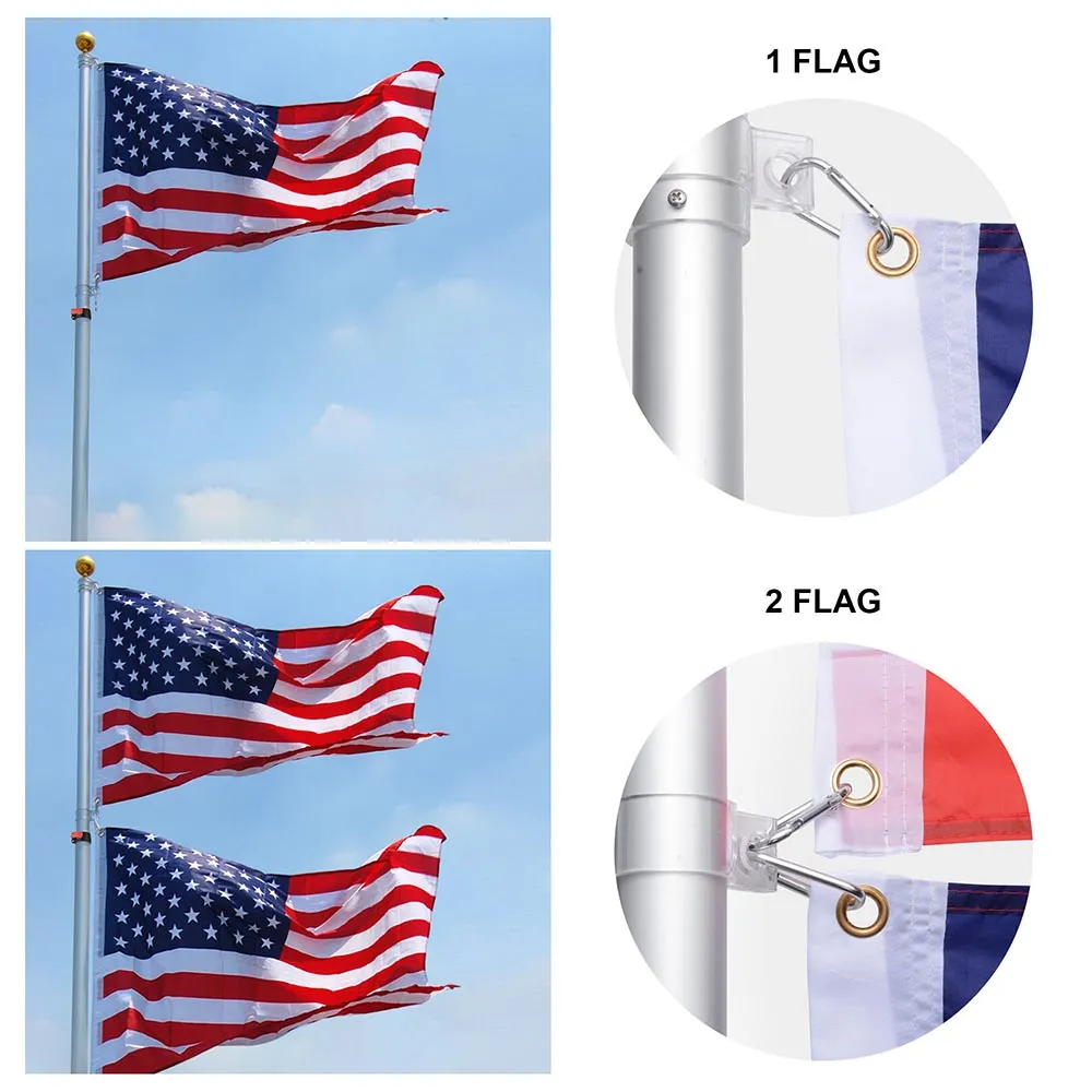 Yescom 25' Telescopic Flag Pole and Flag Kit with Regal Eagle